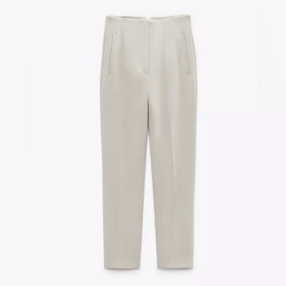 Zara High Waisted Ankle Length Pants/Trousers Beige (Size S Small) - Picture 8 of 16